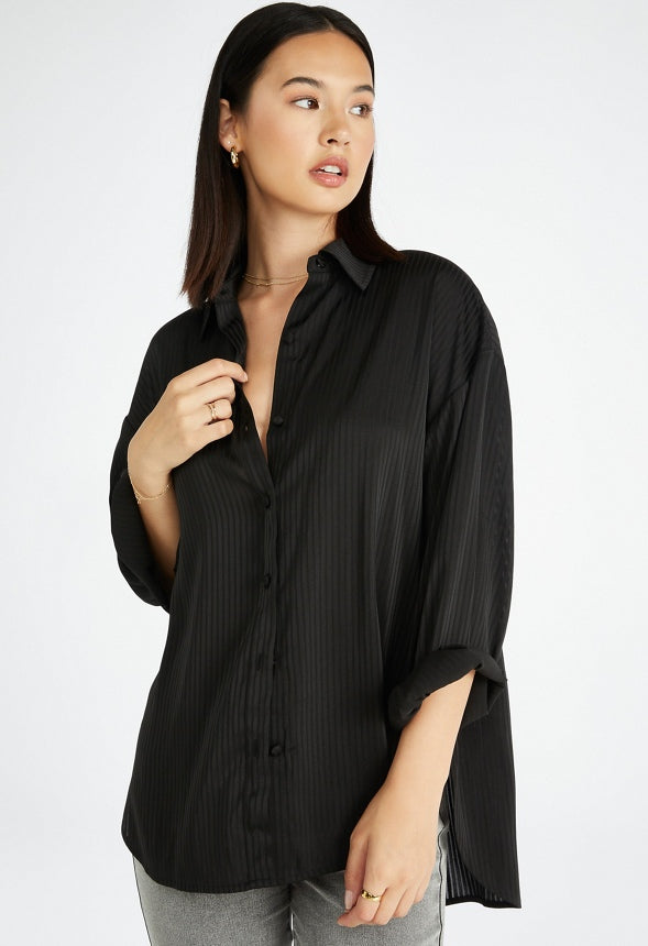 Novelty Chiffon Men's Shirt Black Caviar
