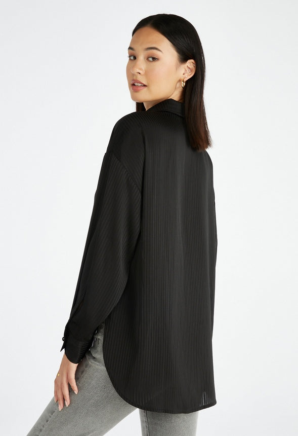 Novelty Chiffon Men's Shirt Black Caviar