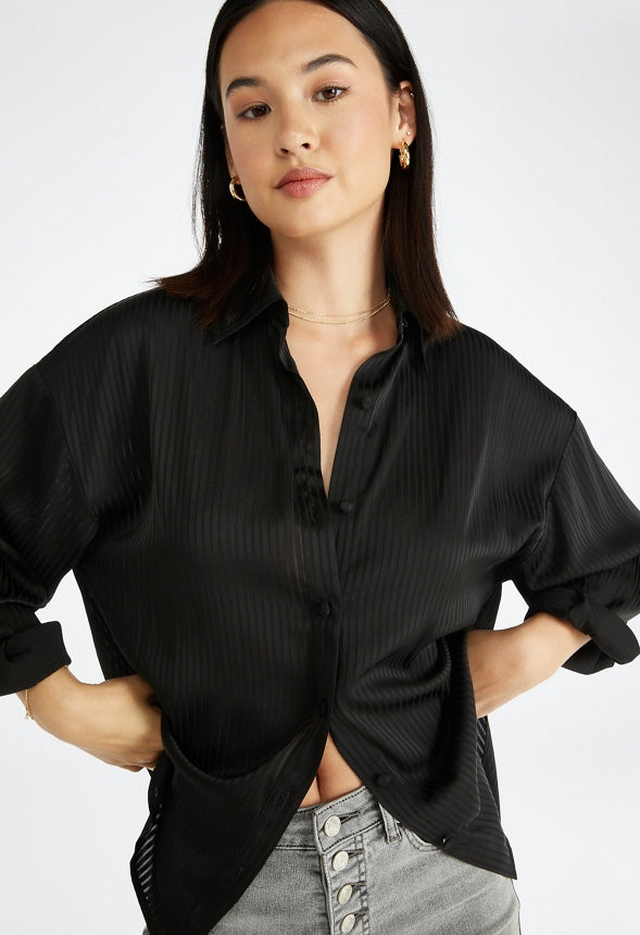 Novelty Chiffon Men's Shirt Black Caviar