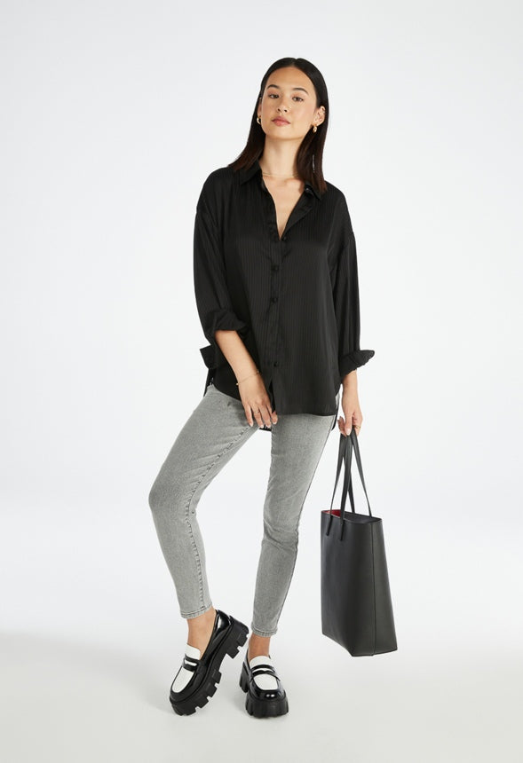 Novelty Chiffon Men's Shirt Black Caviar