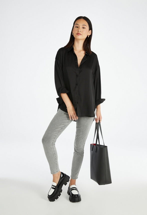Novelty Chiffon Men's Shirt Black Caviar