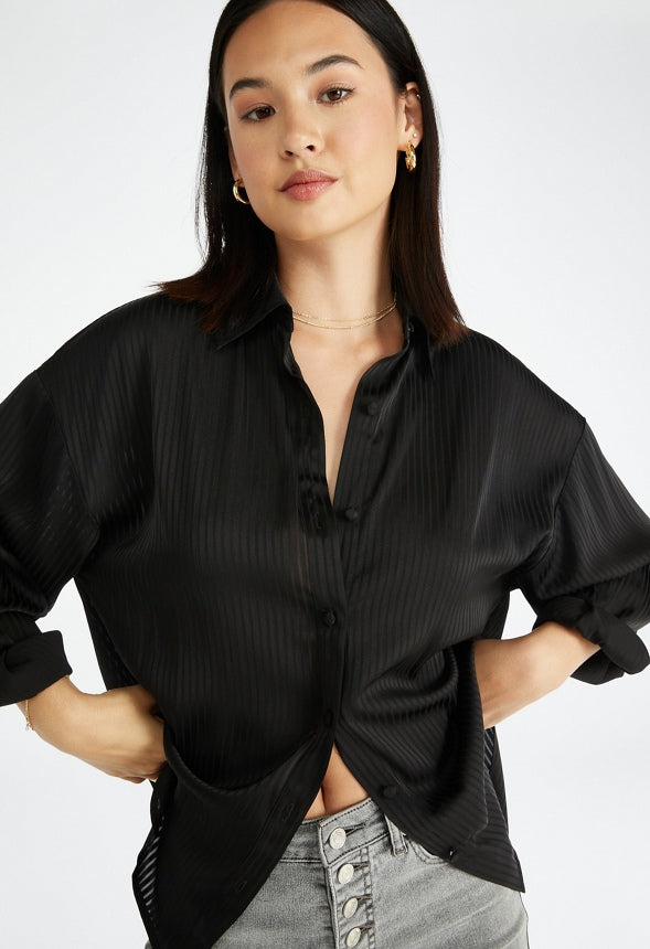 Novelty Chiffon Men's Shirt Black Caviar
