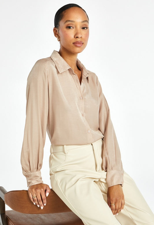 Femme Boyfriend Blouse Warm Taupe