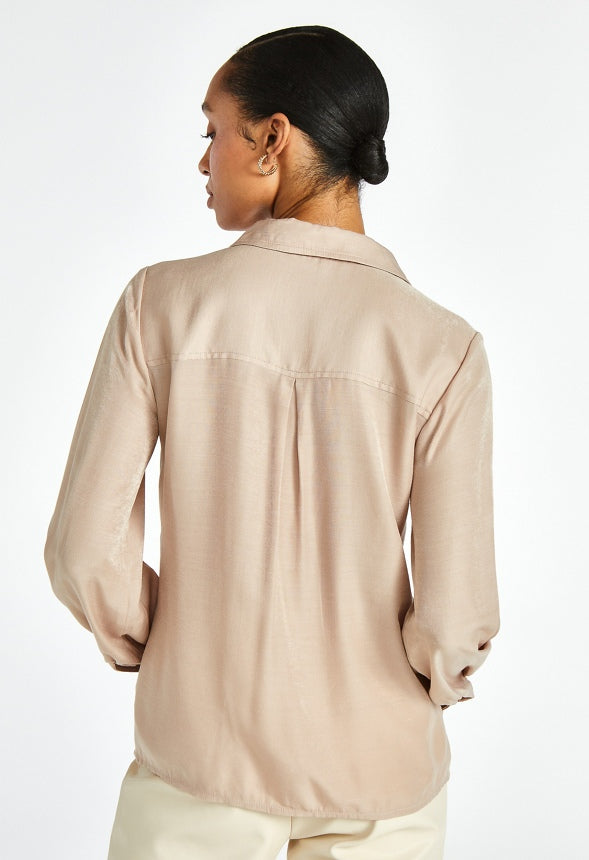Femme Boyfriend Blouse Warm Taupe