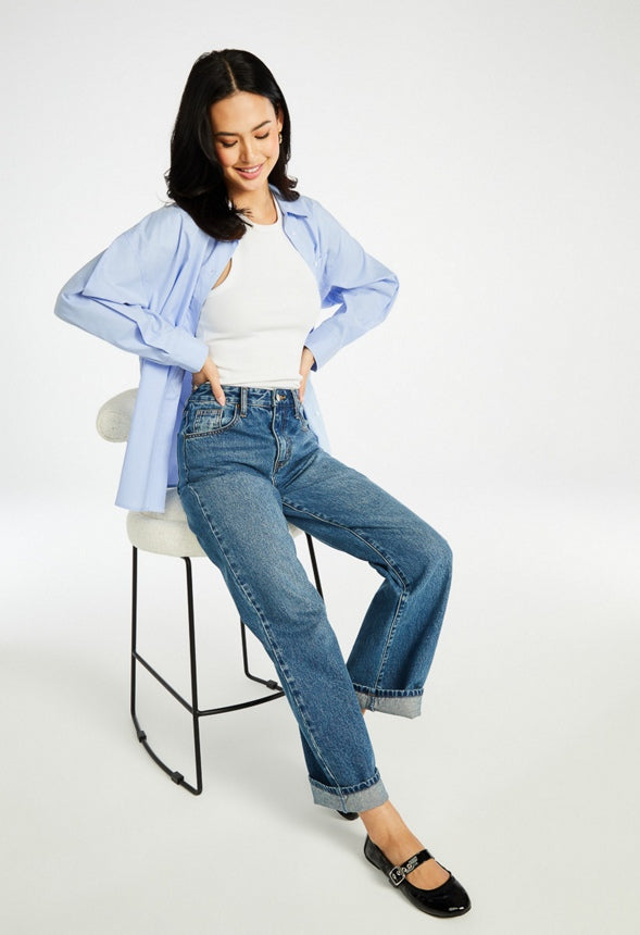 Oversized Boyfriend Shirt Oxford Blue