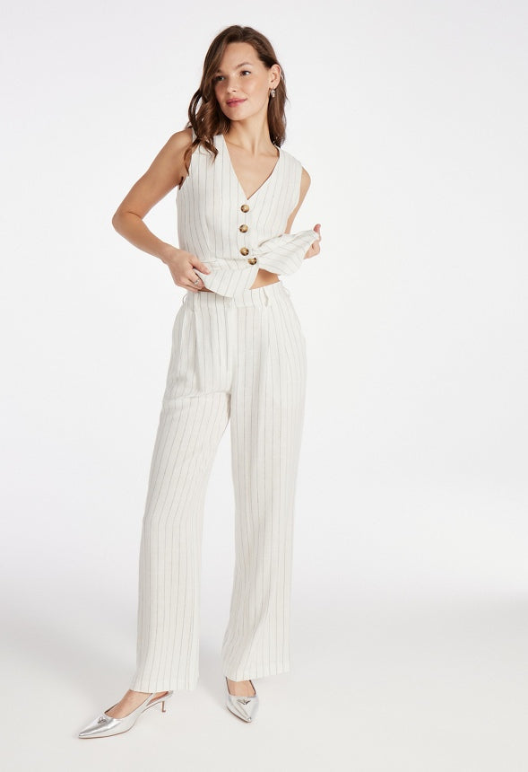 Tailored Vest Marshmallow White/ Black Pinstripe