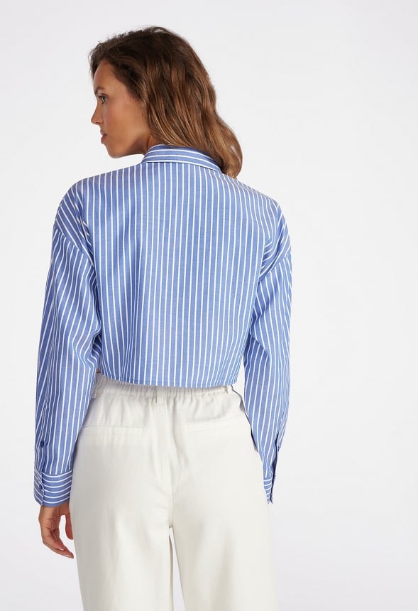Cropped Men's Wear Shirt Blue/ White Stripe