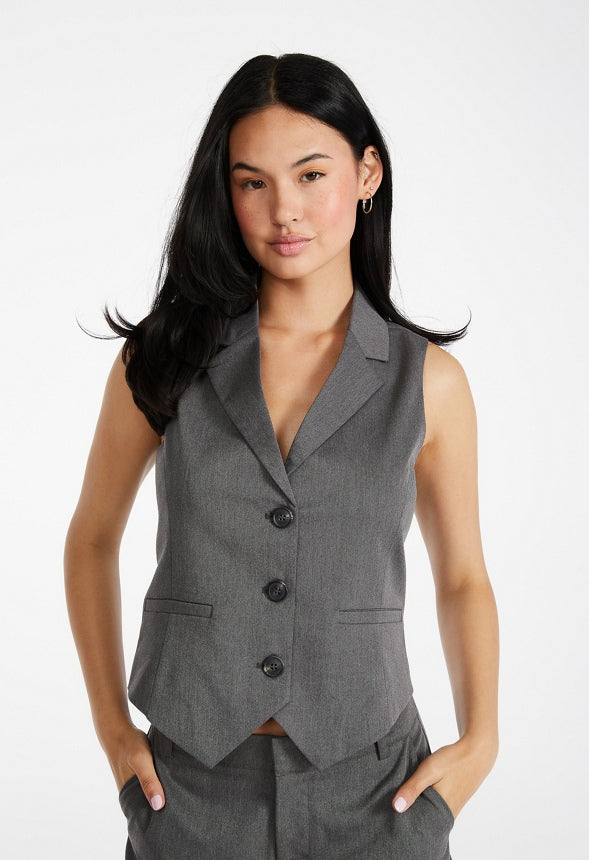 Collared Vest Dark Heather Grey