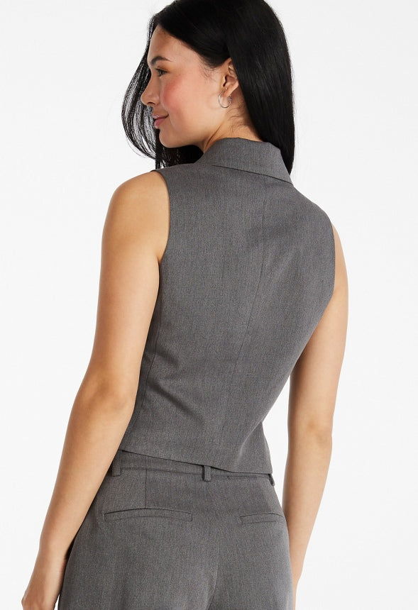 Collared Vest Dark Heather Grey