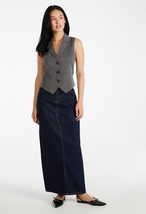 Collared Vest Dark Heather Grey