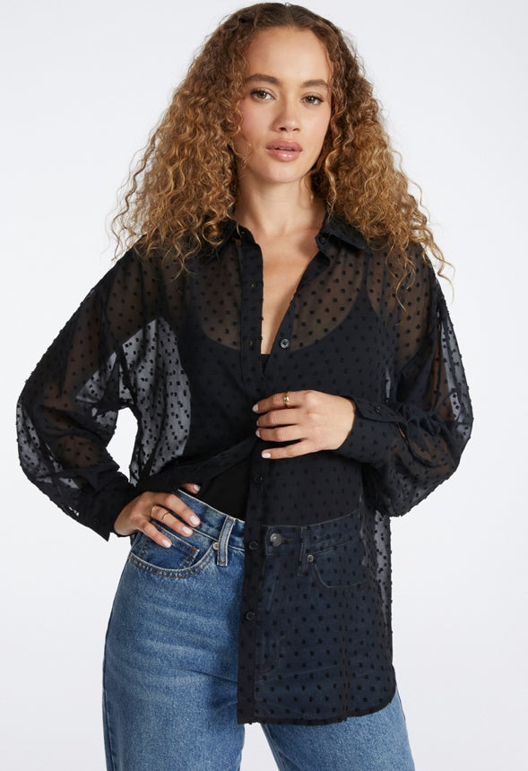 Sheer Chiffon Shirt Black Caviar