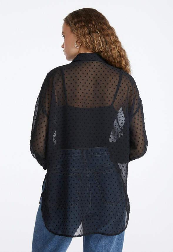Sheer Chiffon Shirt Black Caviar