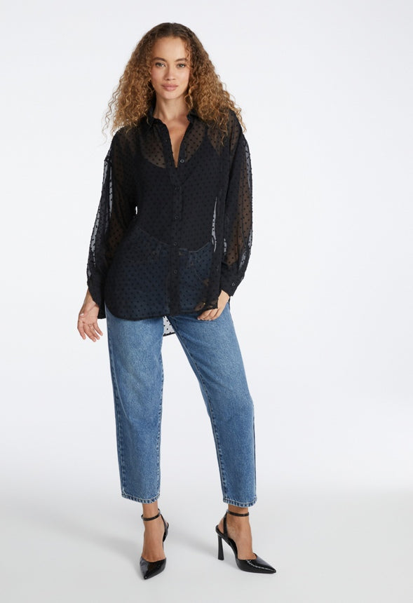 Sheer Chiffon Shirt Black Caviar