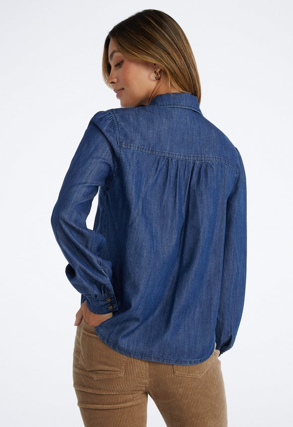 Fem Sleeve Chambray Shirt Medium Blue Chambray