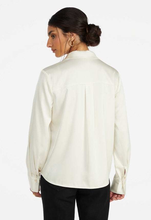 Femme Satin Blouse Birch White