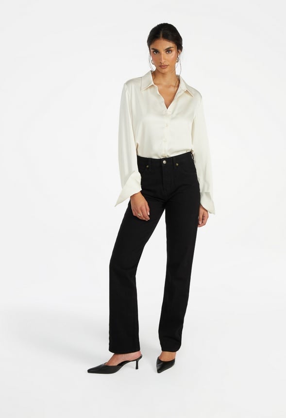 Femme Satin Blouse Birch White