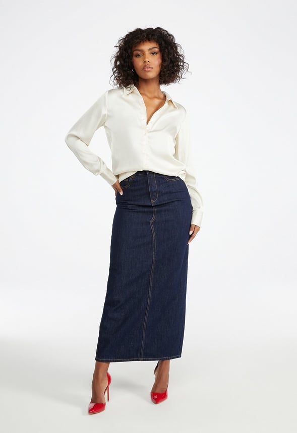 Femme Satin Blouse Birch White