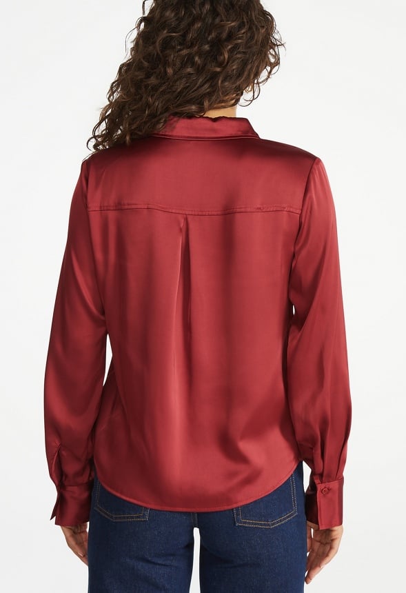 Femme Satin Blouse Tibetan Red