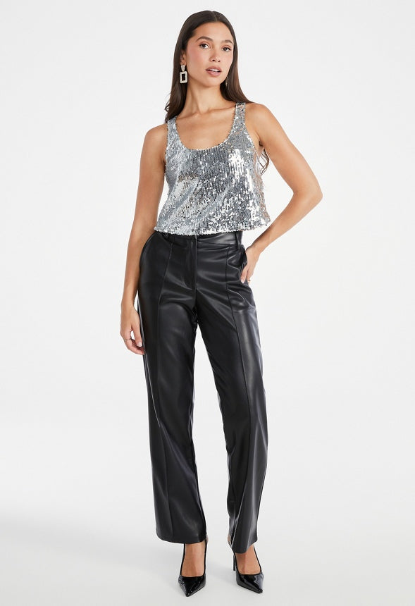 Sequin Tank Silver