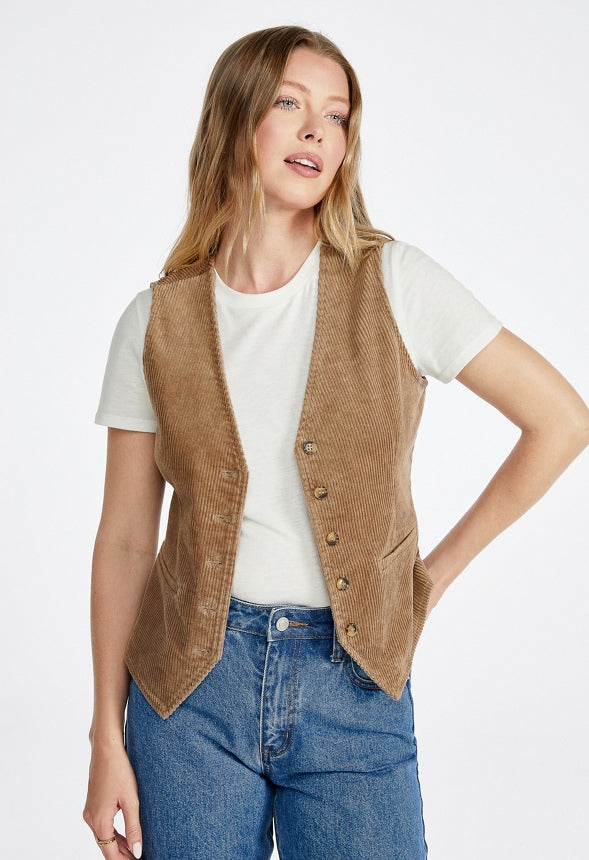 Corduroy Vest Light Khaki