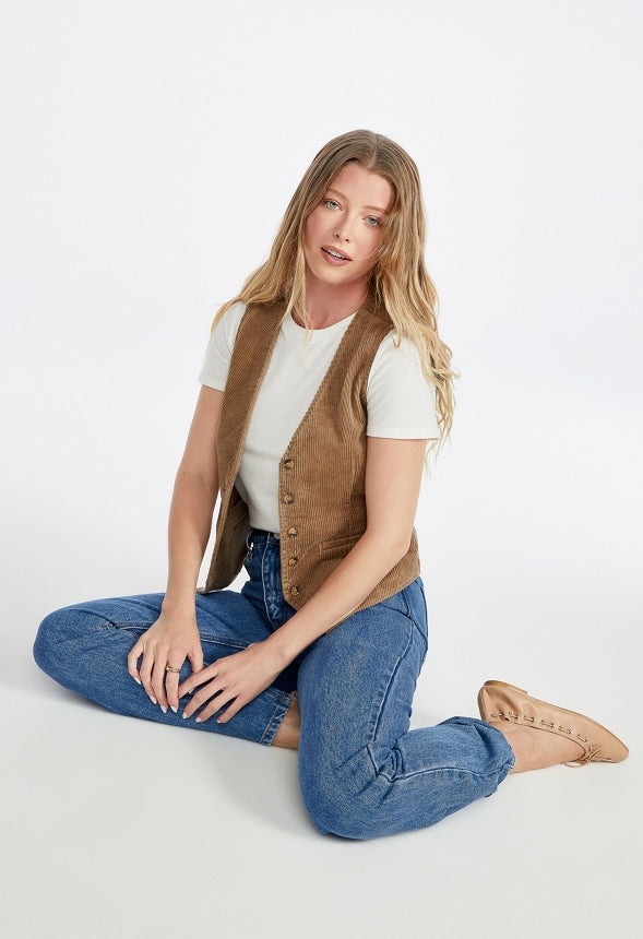 Corduroy Vest Light Khaki