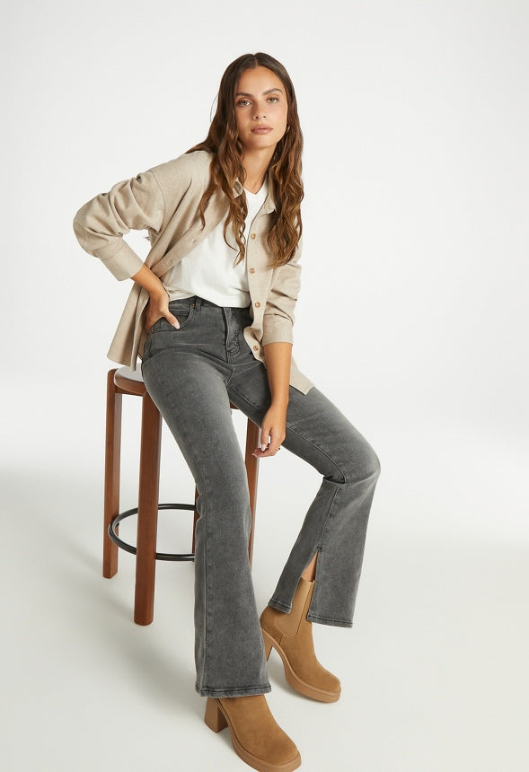 Flannel Shacket Beige Heather