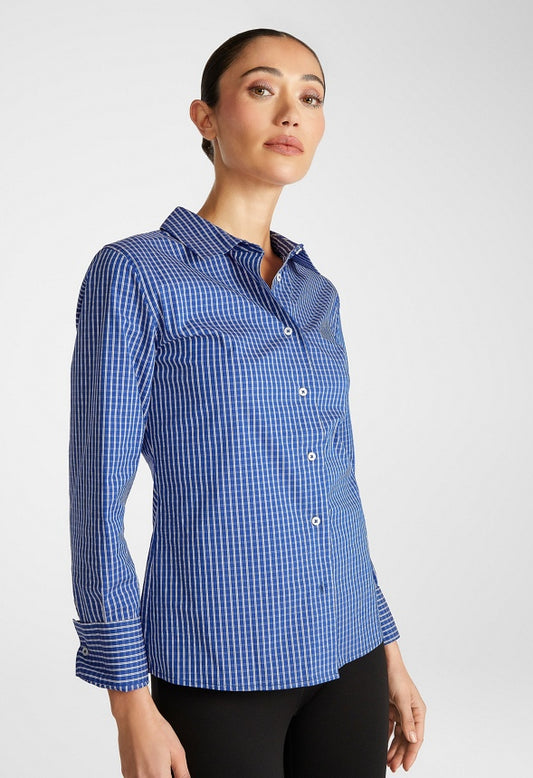 Slim Button Down Shirt Blue/ White Mini Check