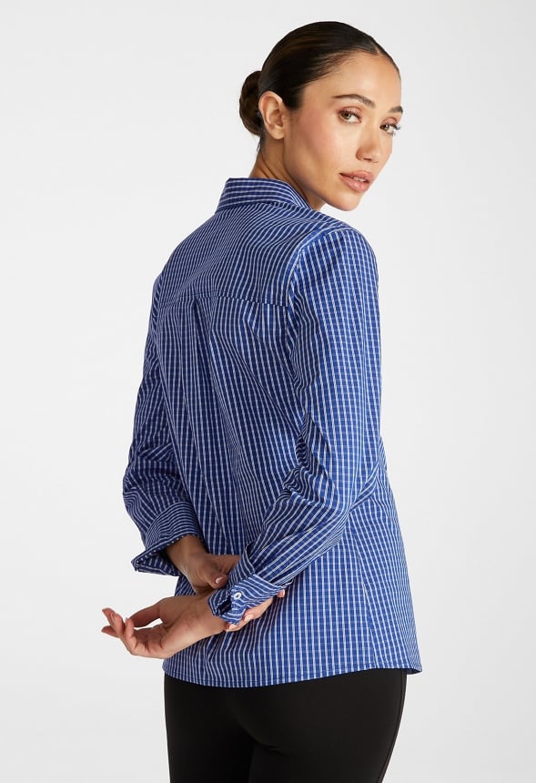 Slim Button Down Shirt Blue/ White Mini Check
