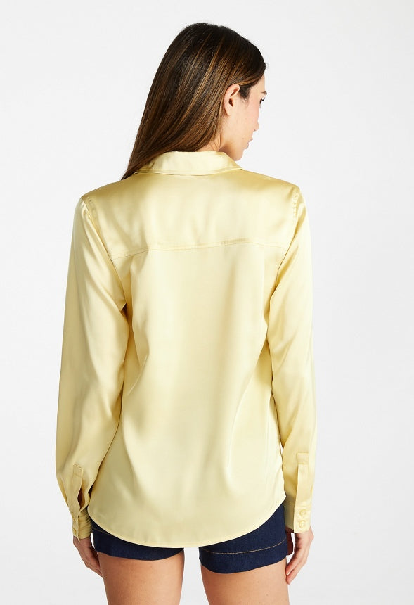Relaxed Button Down Shirt Pastel Yellow