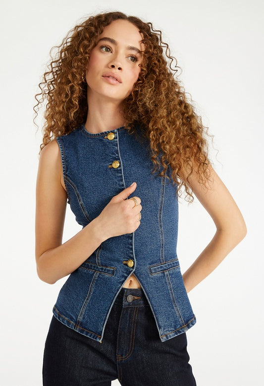 Denim Tunic Vest Blue Denim Wash