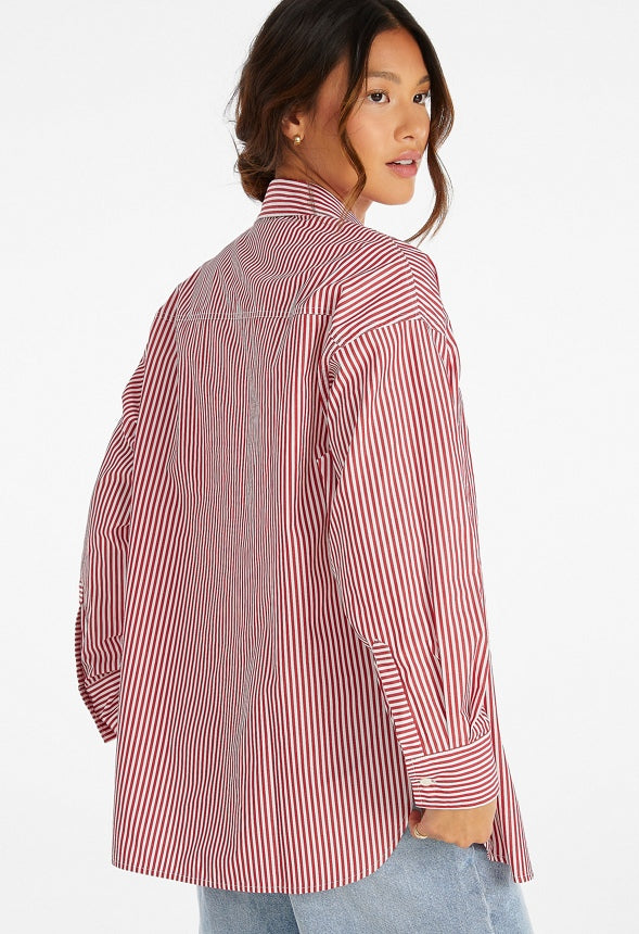 Stripe Boyfriend Shirt Salsa Red/ Bright White