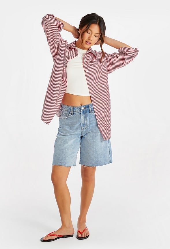 Stripe Boyfriend Shirt Salsa Red/ Bright White