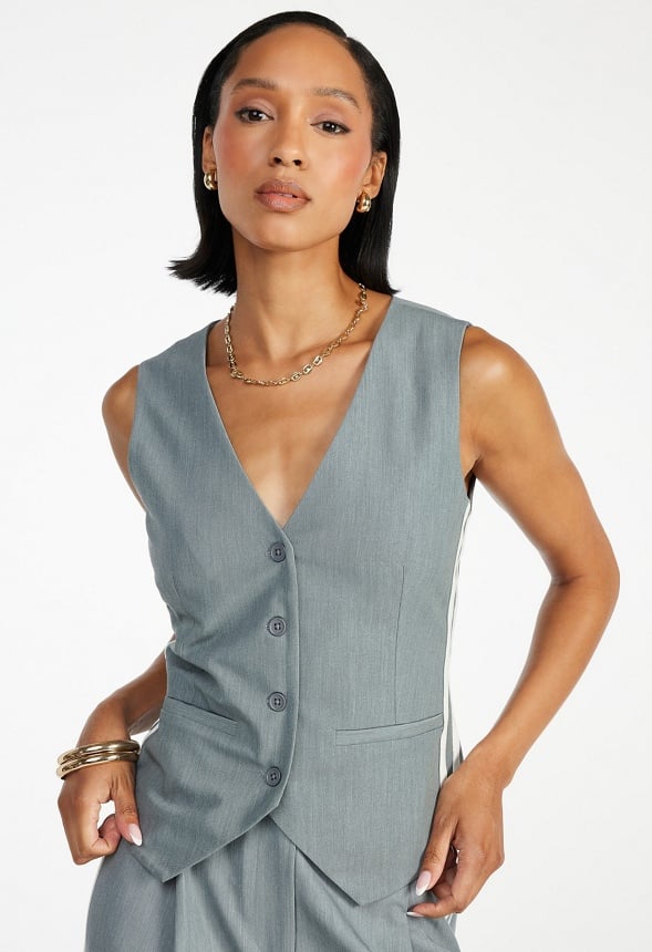 Tailored Vest Light Heather Grey/ White Stripe