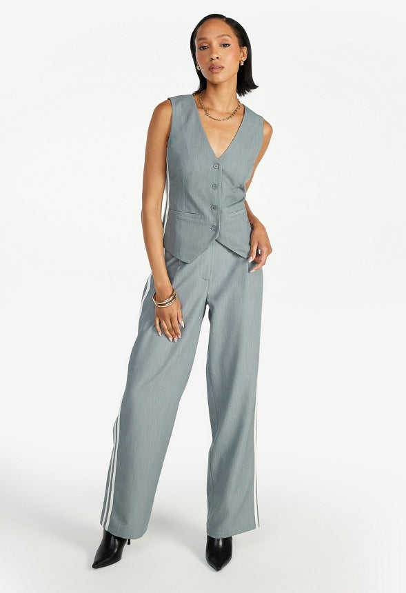 Tailored Vest Light Heather Grey/ White Stripe