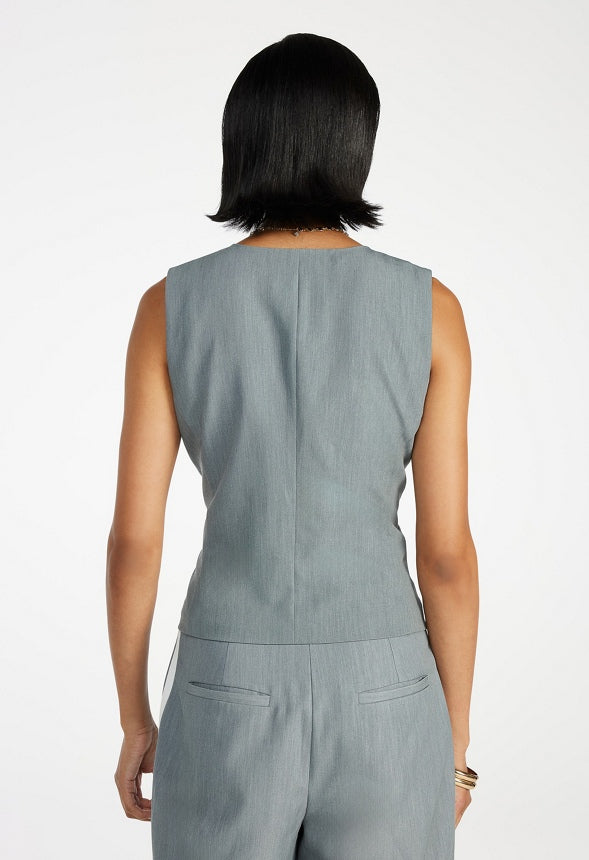 Tailored Vest Light Heather Grey/ White Stripe