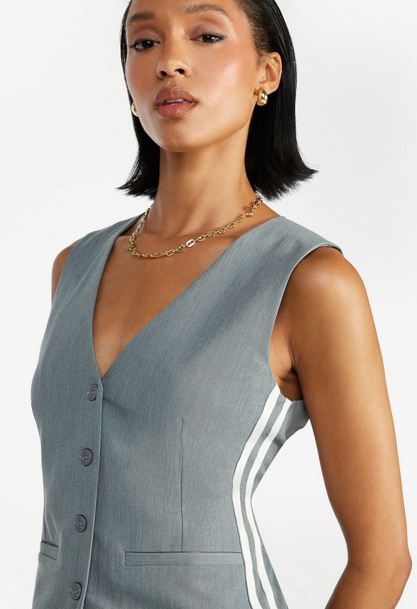 Tailored Vest Light Heather Grey/ White Stripe